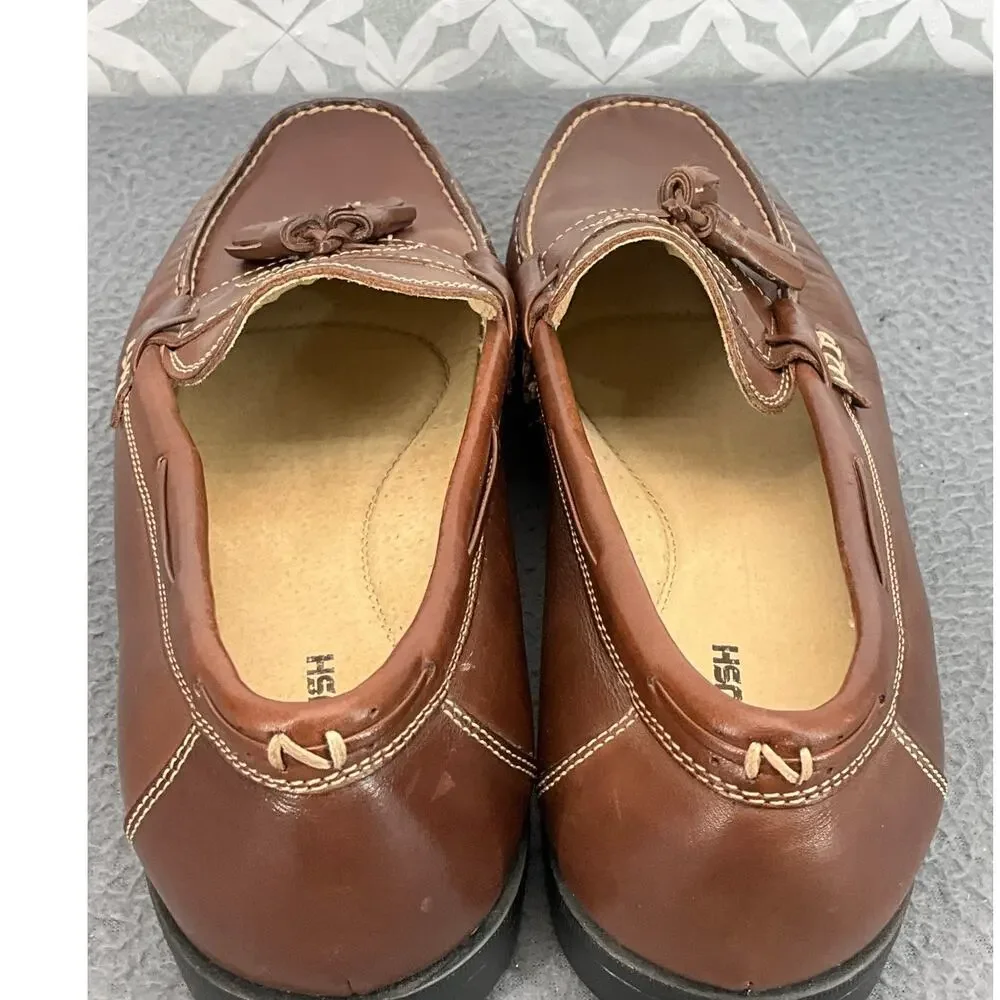 Nunn Bush Brown Leather Tassel Slip On Dressy Block Heel Loafer Men 10.5M